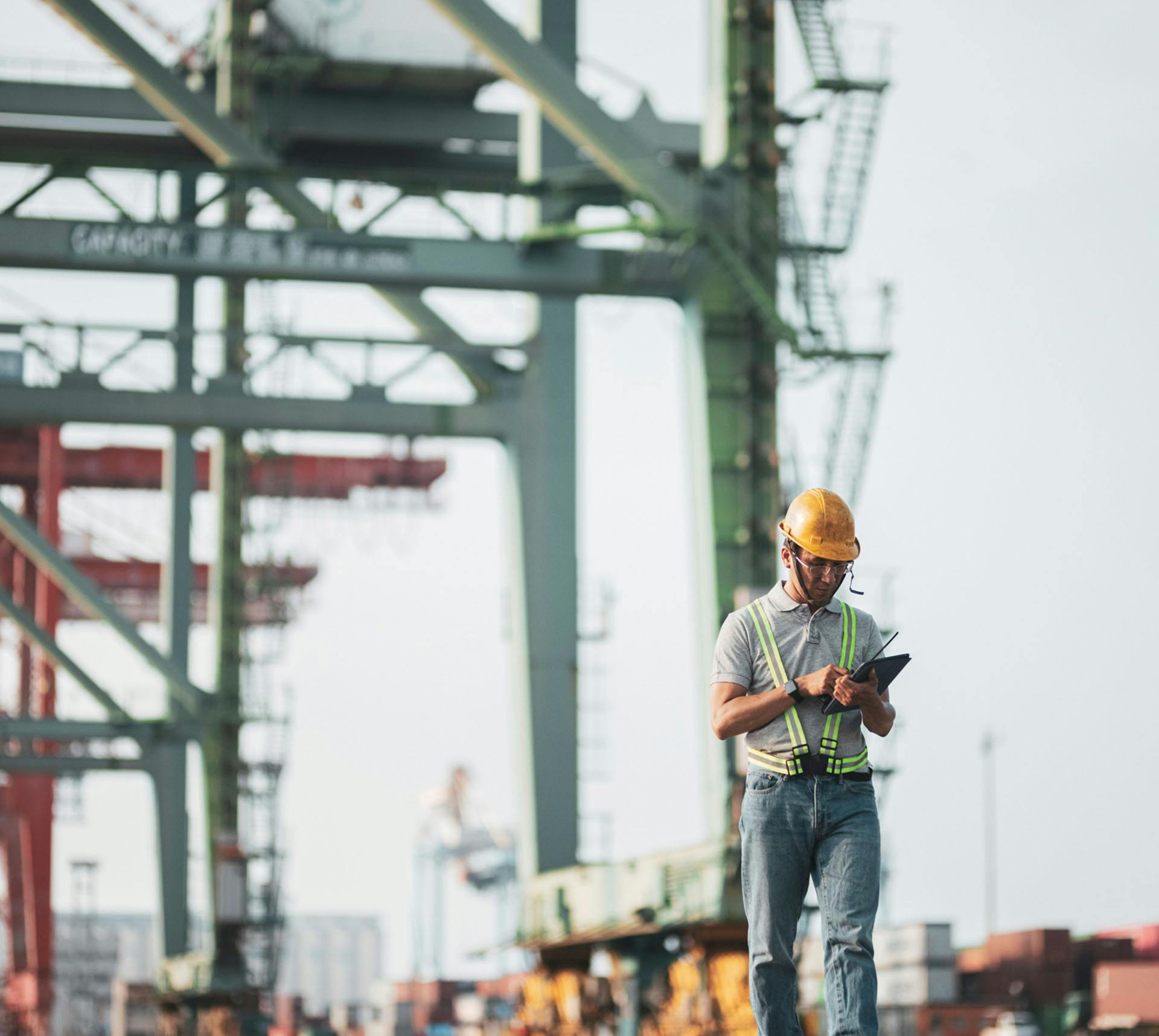 Longshoreman working at dock