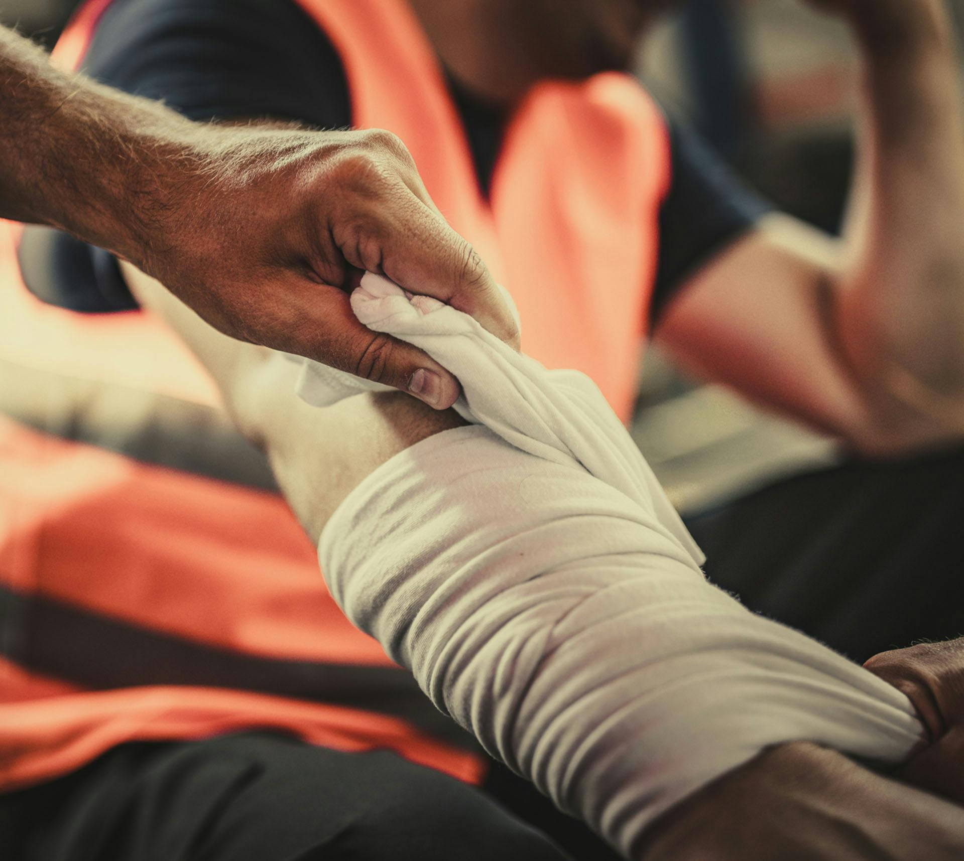 Person getting arm wrapped