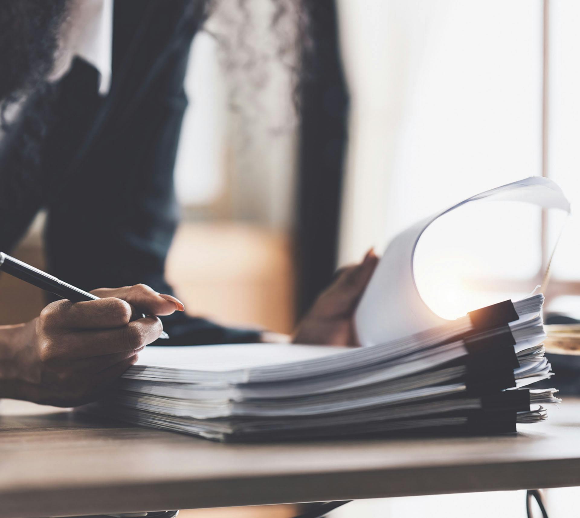 Woman going through papers