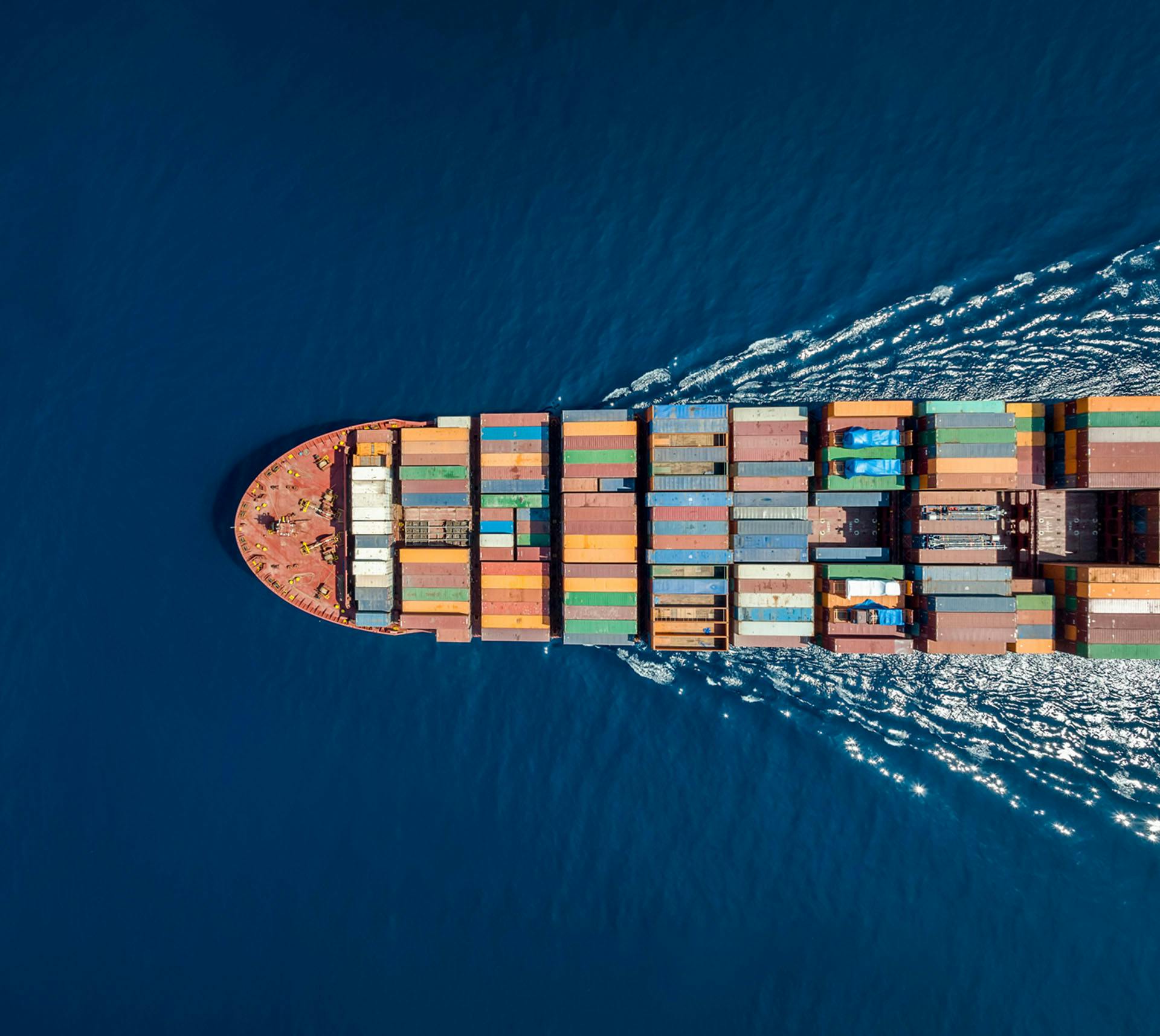 Cargo ship in motion