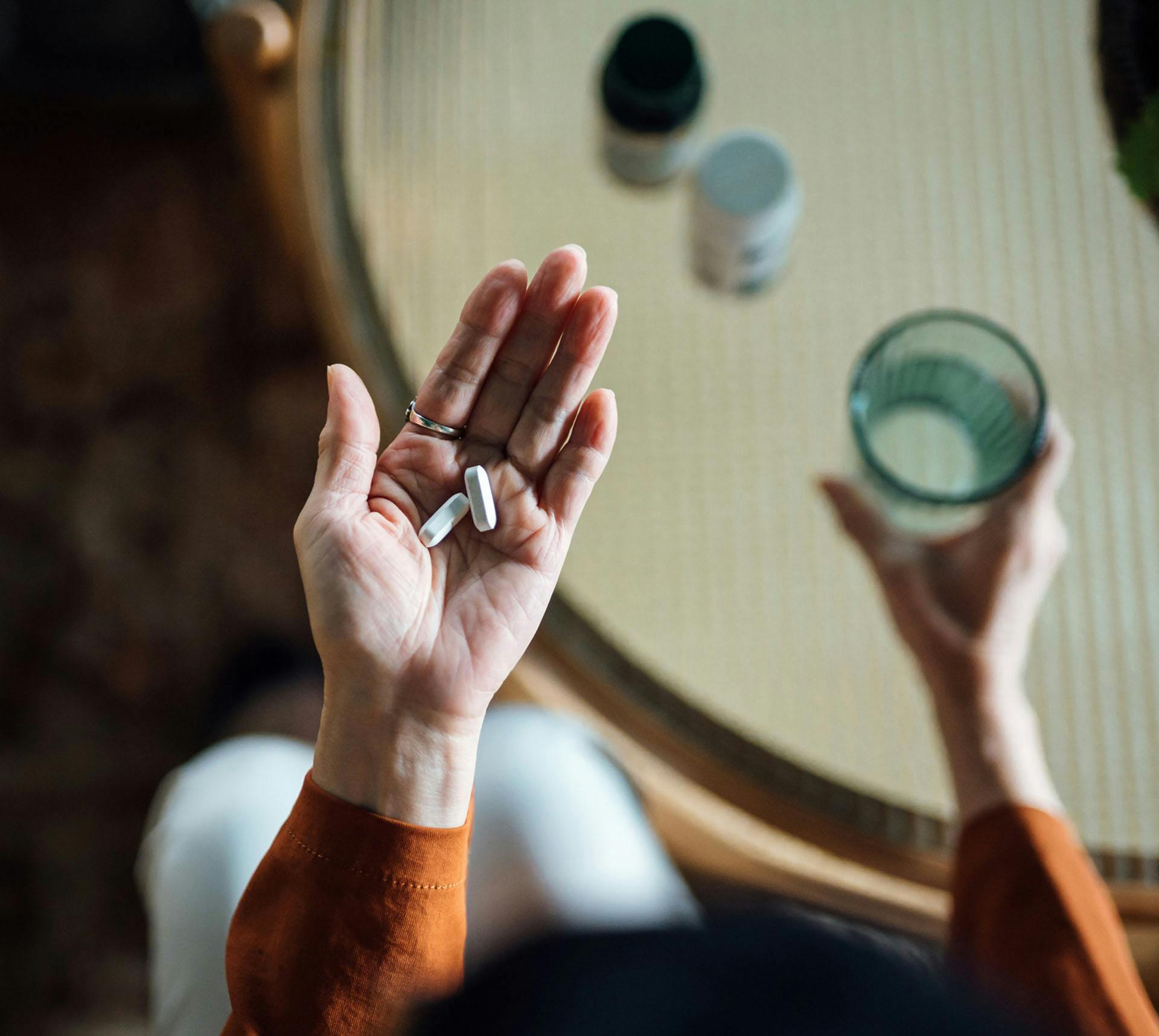 Woman holding medication