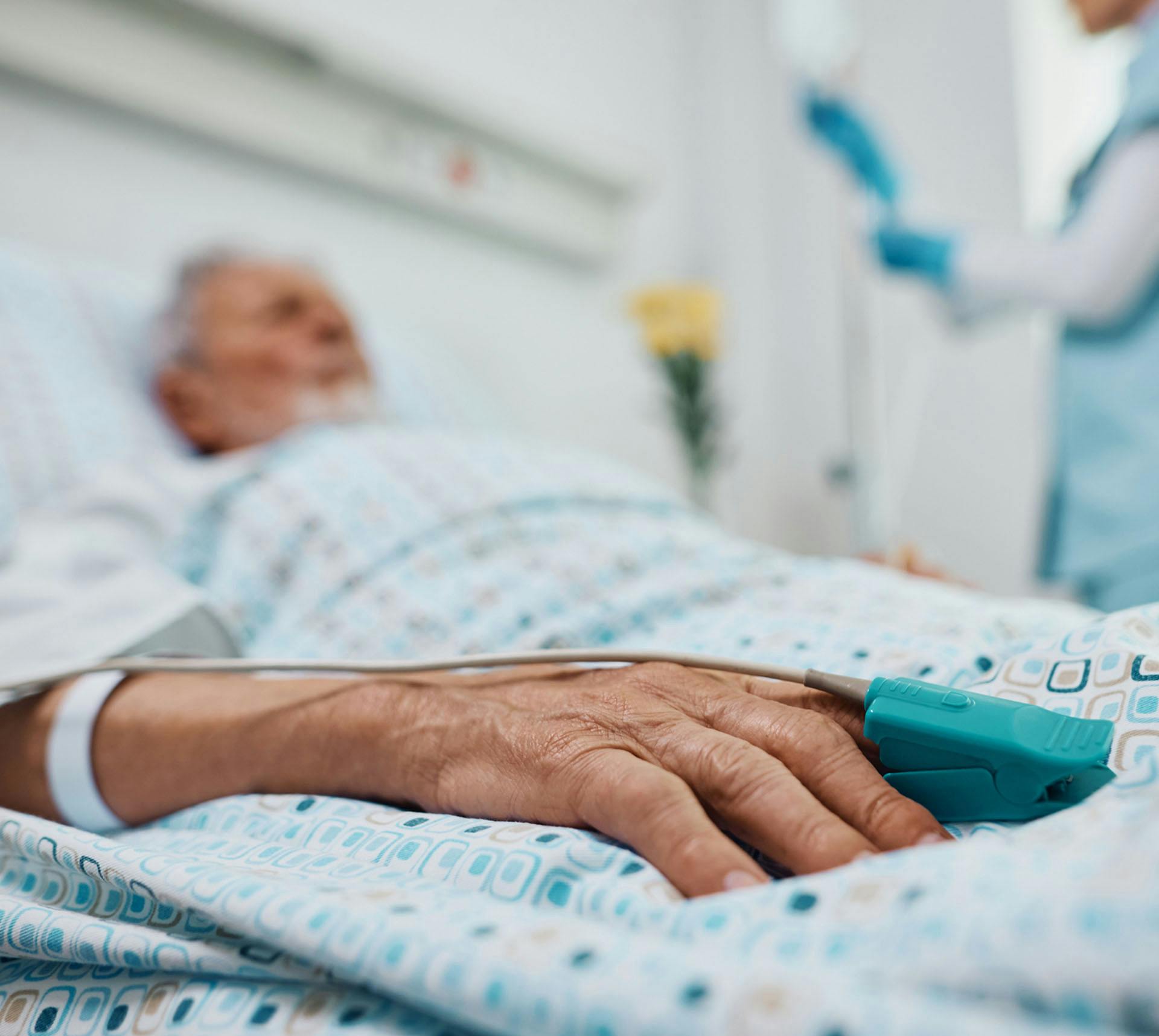 Man on hospital bed