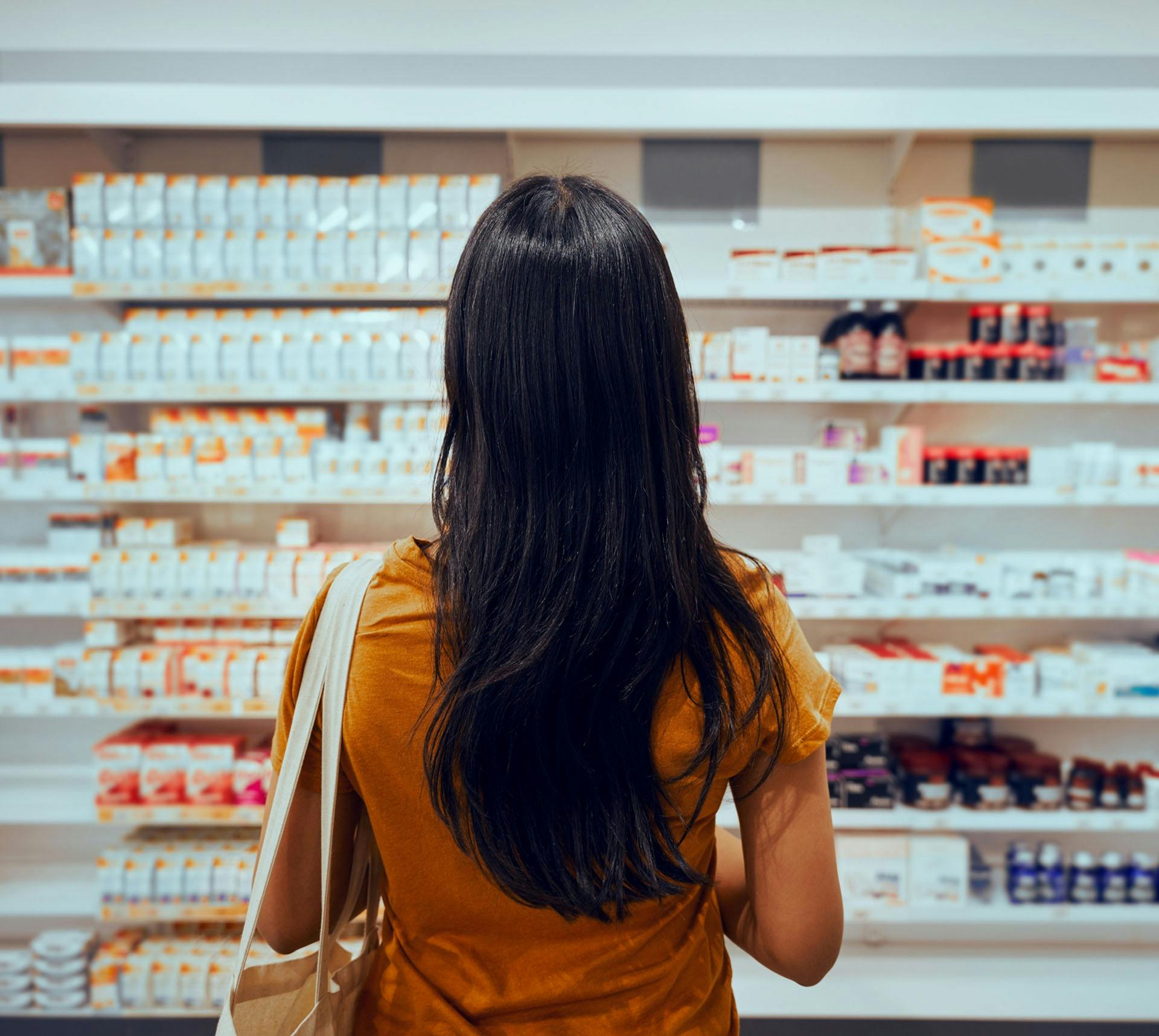 Woman looking at products at the store