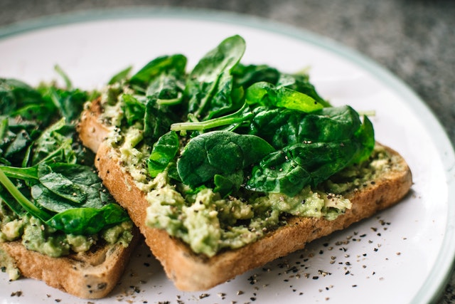 avocado toast and spinach