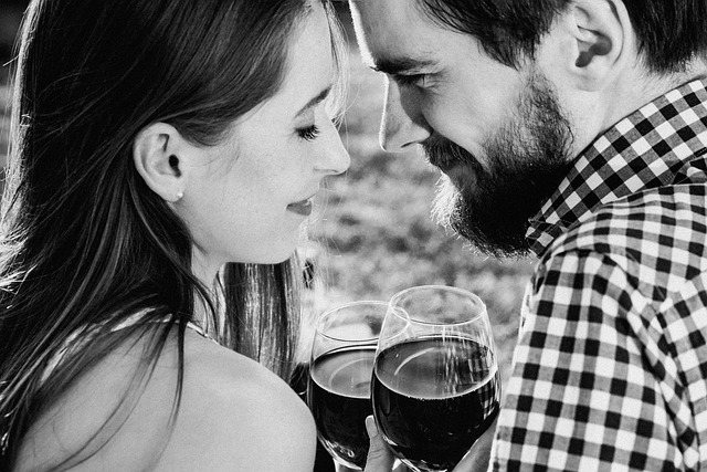 couple sharing a wine together