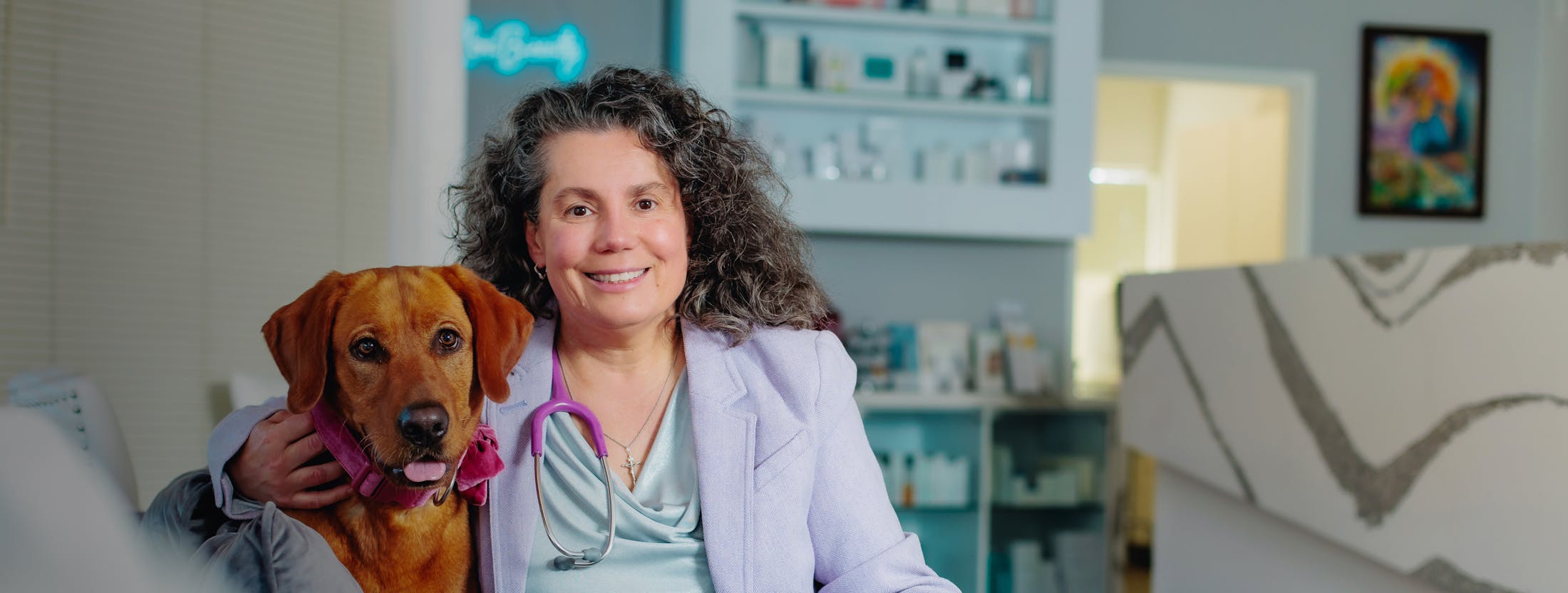 Veterinatian with dog