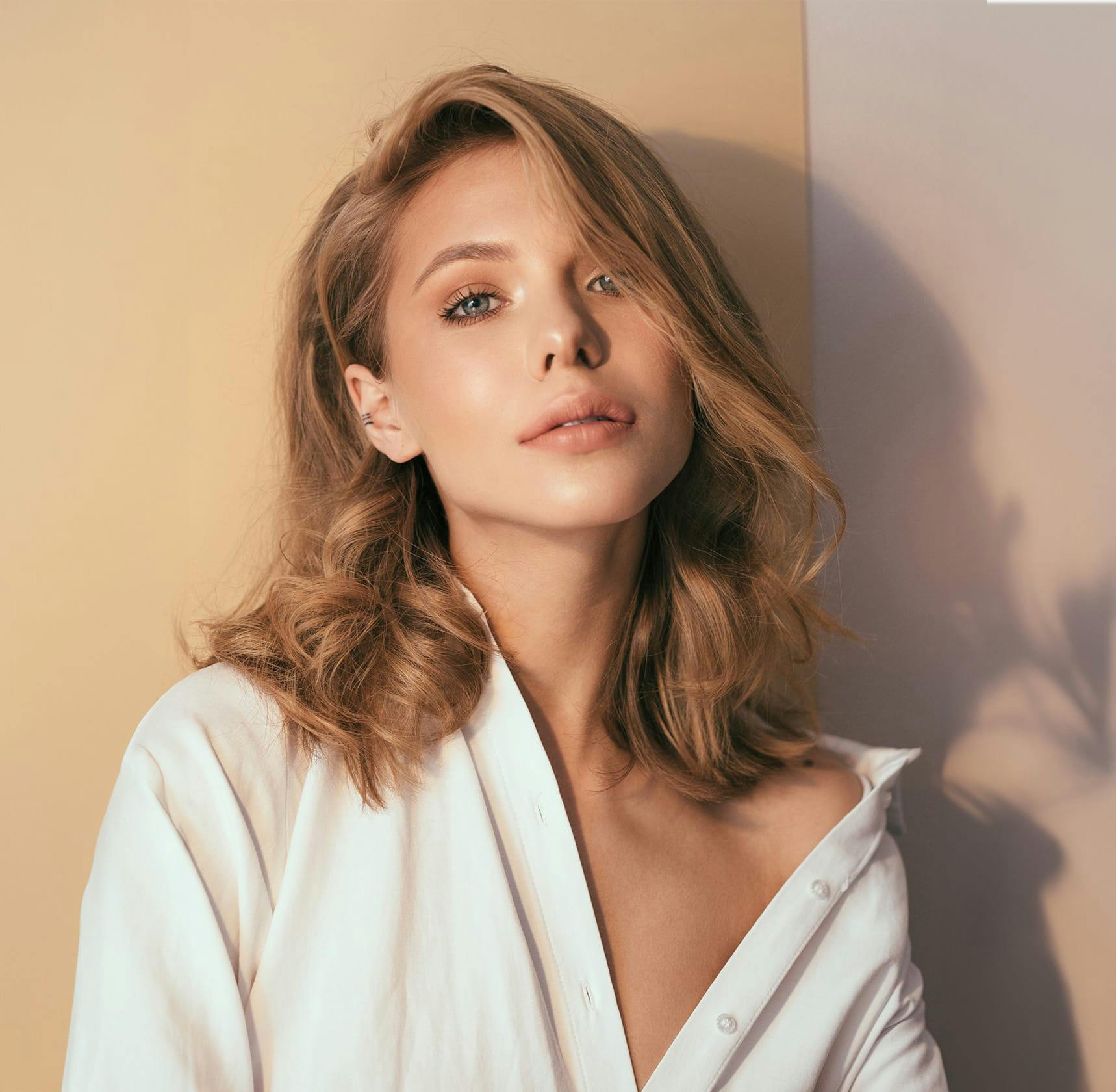 Woman in white blouse