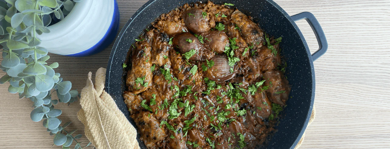 כרישה ובצלים ממולאים אורז וטופו