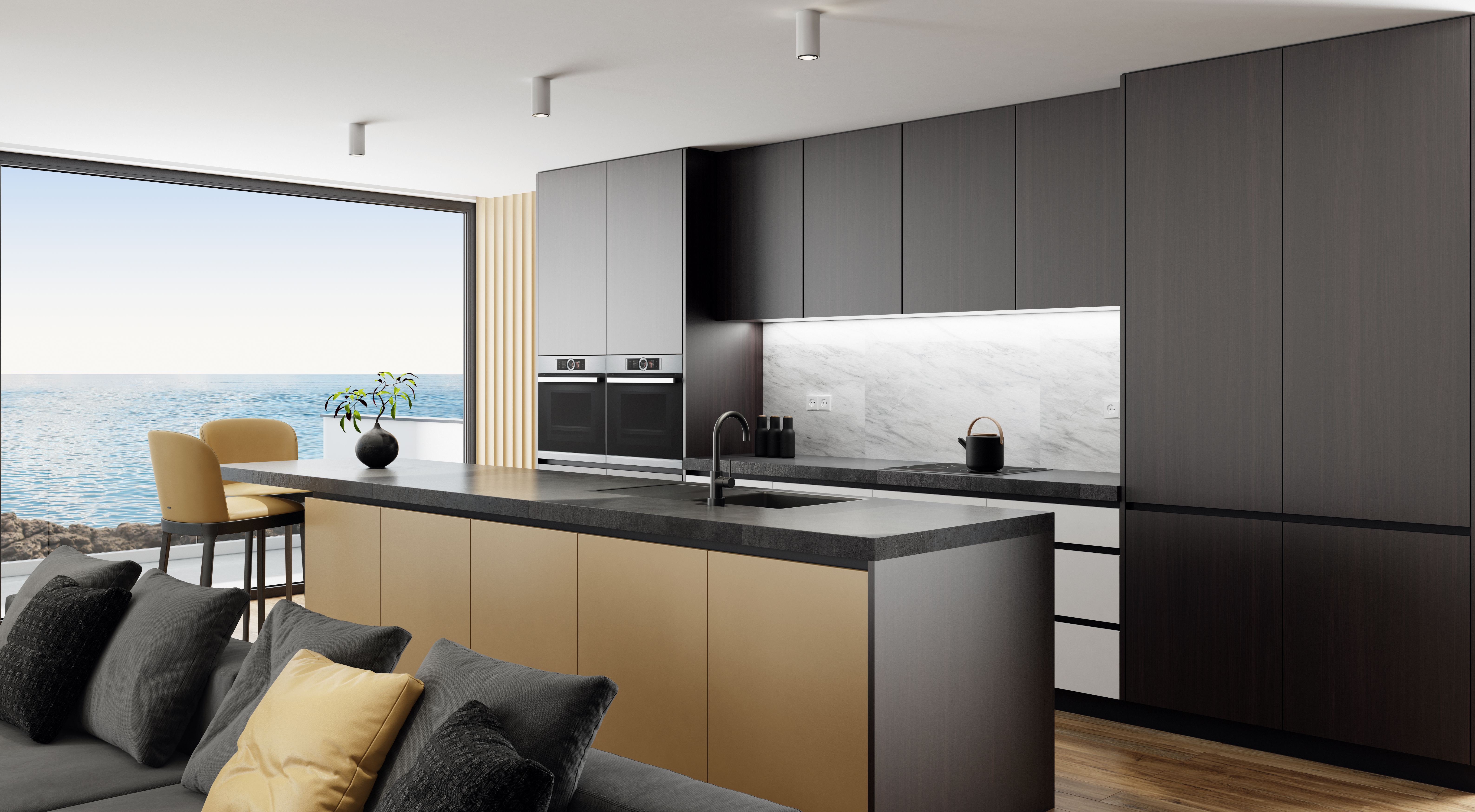 Luxury and minimalist Italian style kitchen