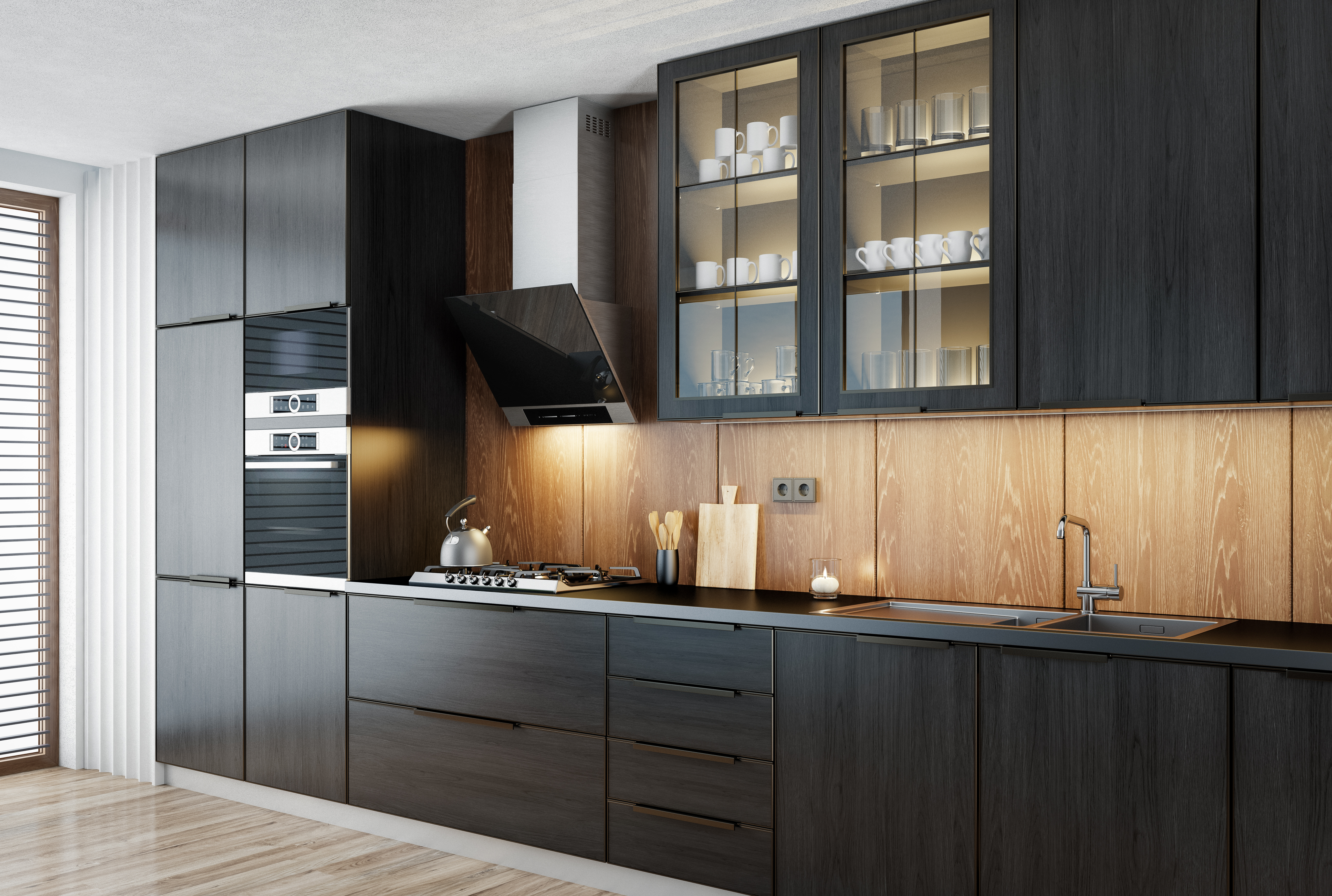 Black kitchen cabinets