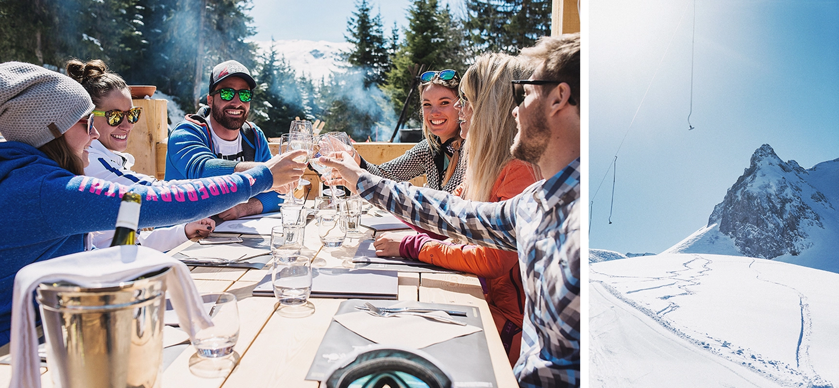 terrasse en avril à courchevel