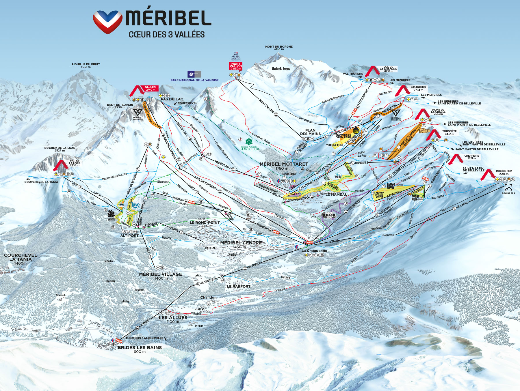 Meribel Trail Map - 3 Vallées