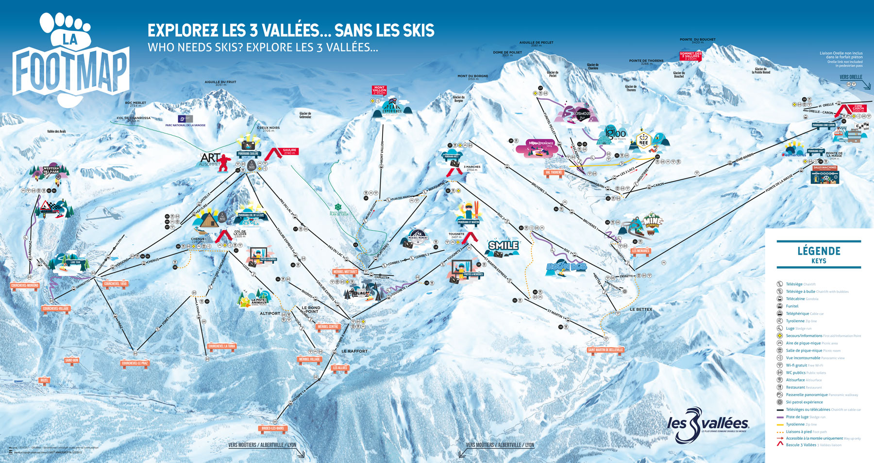 pedestrian map 3 Vallées