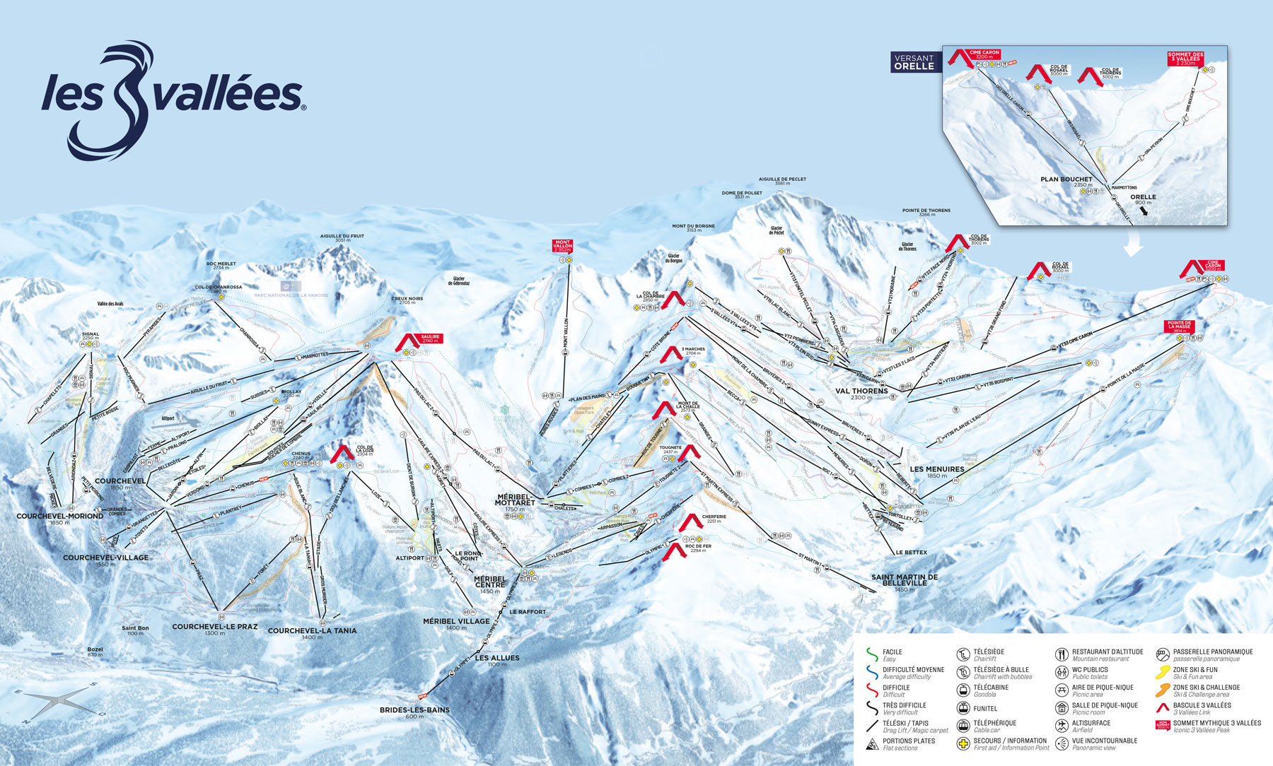 Plan for persons with reduced mobility in Les 3 Vallées
