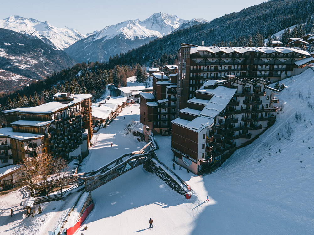 Aerial view of the Courchevel La Tania ski slope