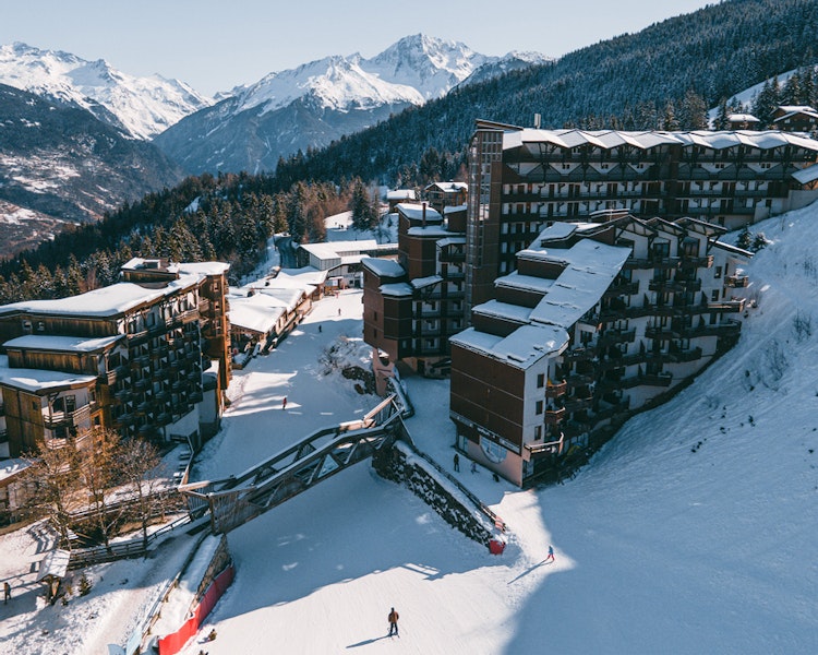 Aerial view of the Courchevel La Tania ski slope