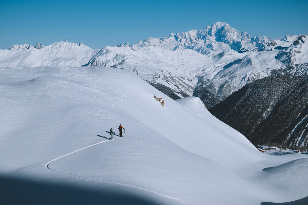 Ski touring for two amid snowy landscapes in Courchevel