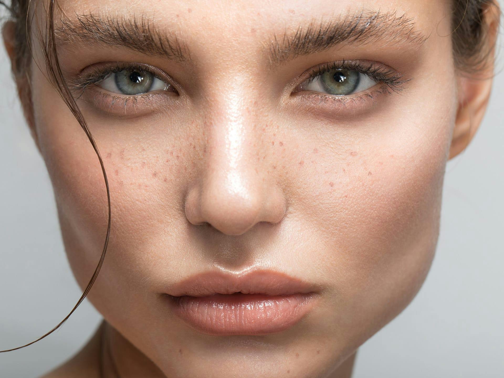 Extreme close up of a woman's face.