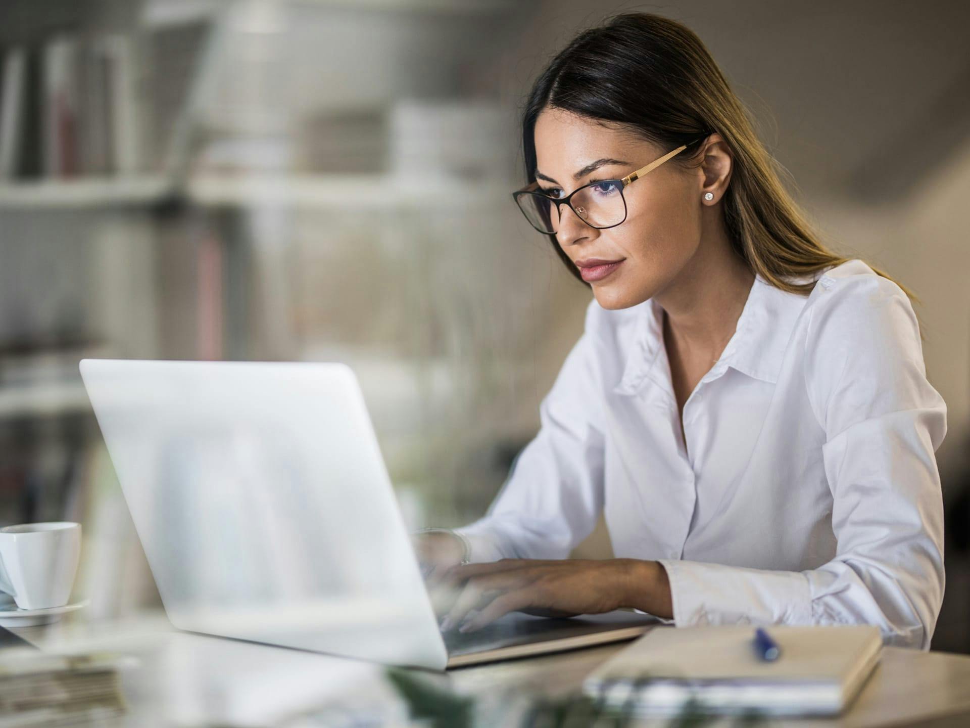 Woman working on her laptop