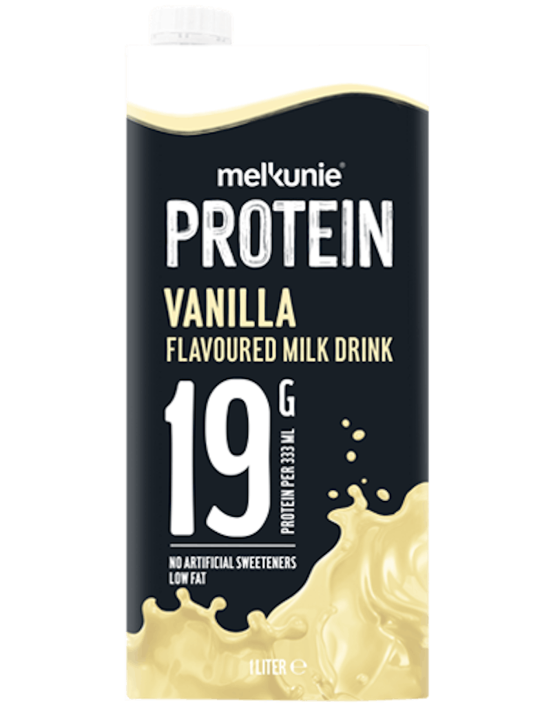 Melkunie PROTEIN vanille drink 1L verpakking.