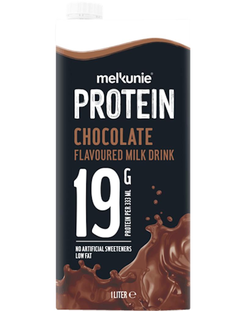 Melkunie PROTEIN chocolade drink 1L verpakking.