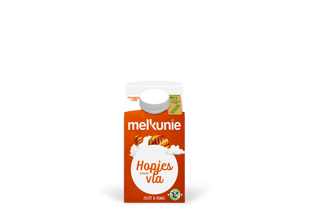 Melkunie hopjes vla verpakking.