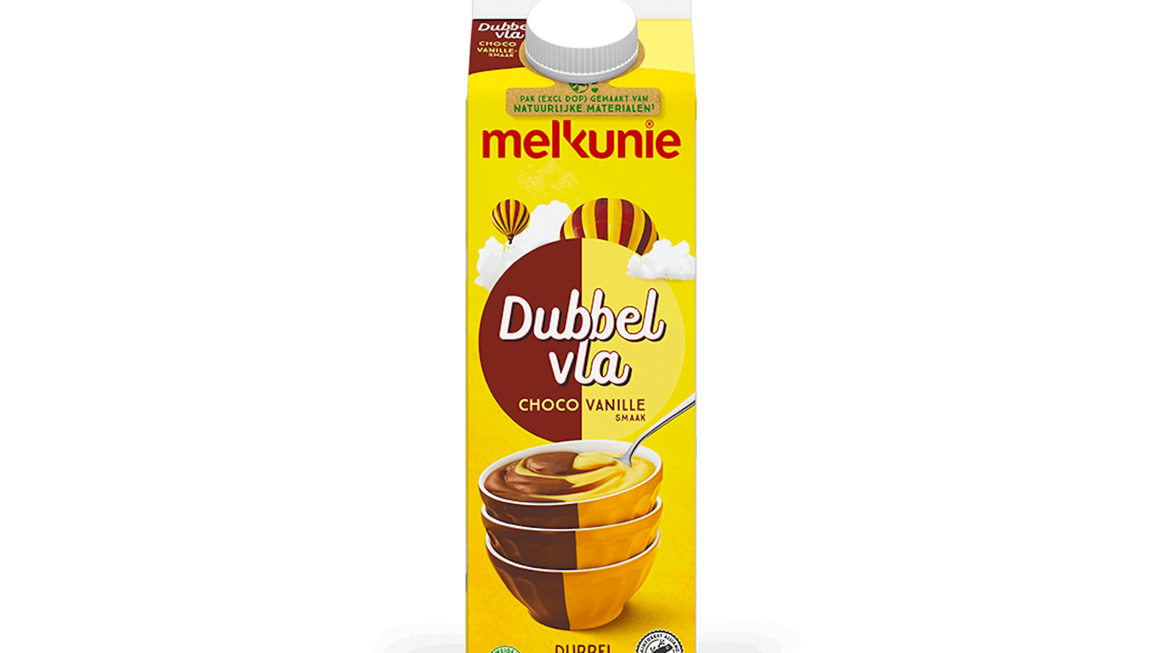 Melkunie dubbelvla chocola verpakking.