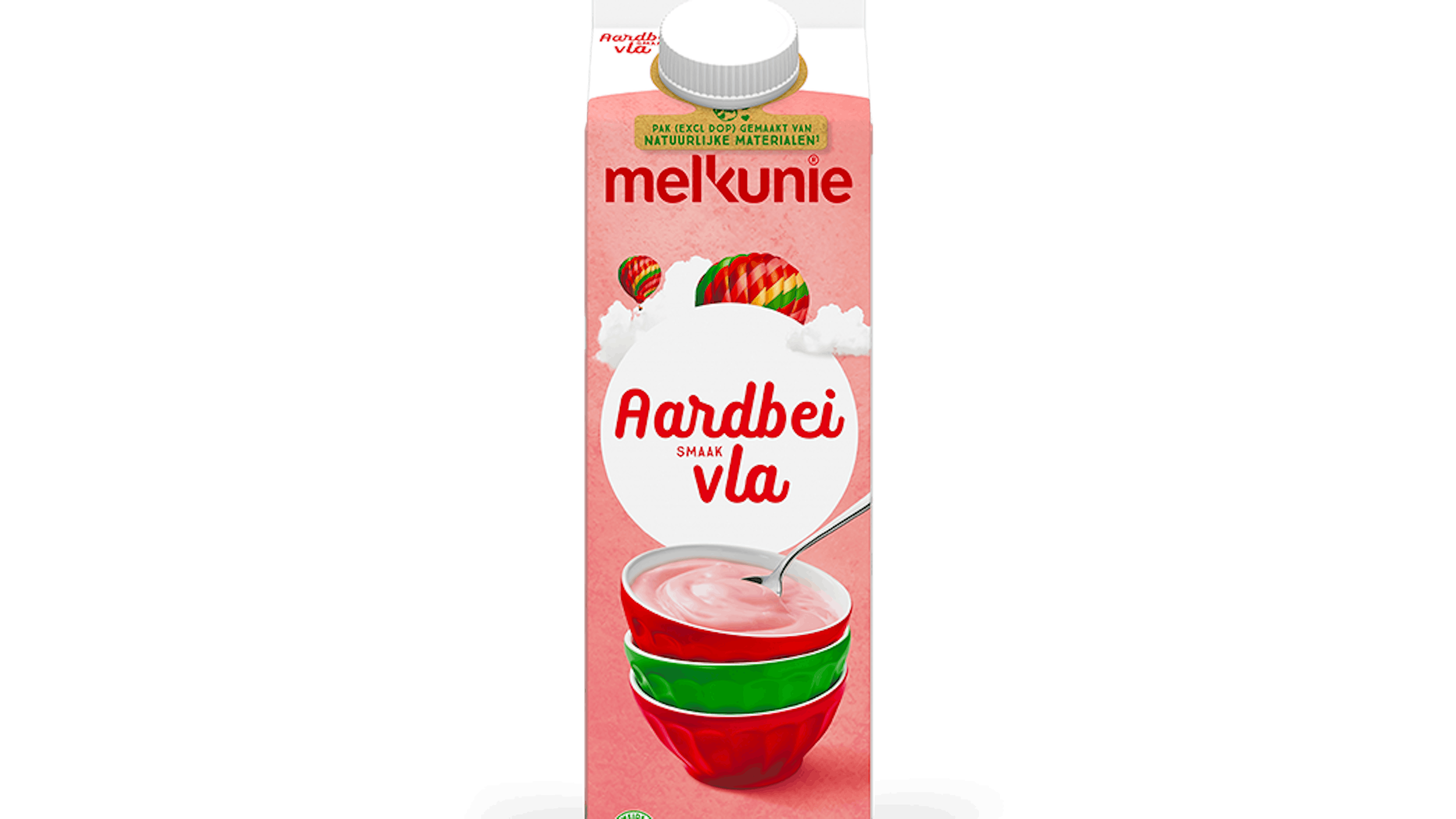 Melkunie aardbei vla verpakking.