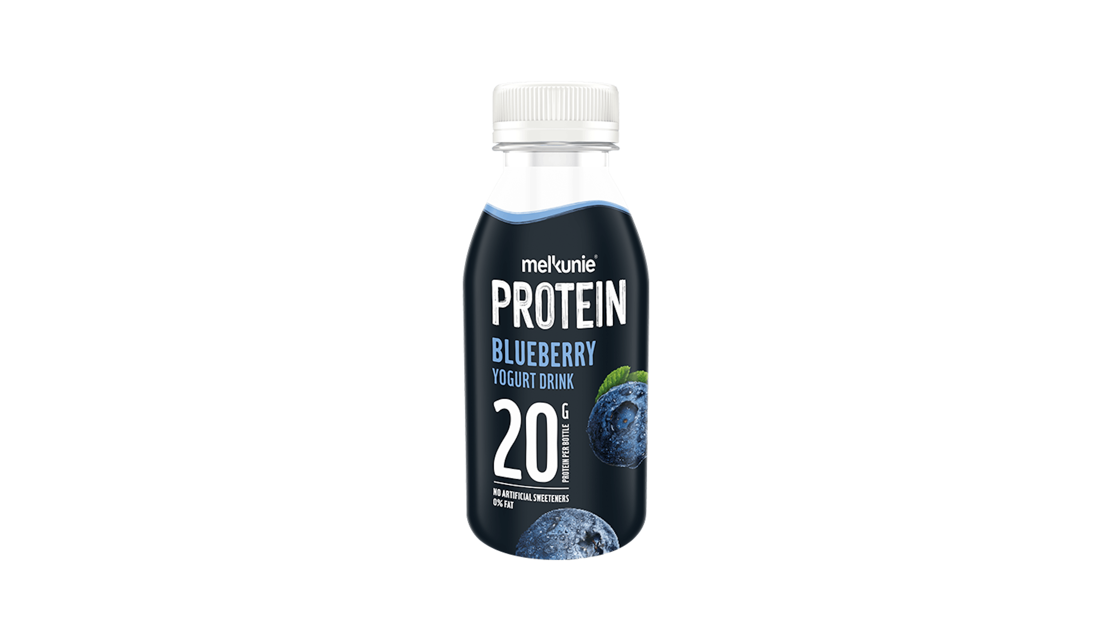 Melkunie PROTEIN bosbes yoghurt drink verpakking.