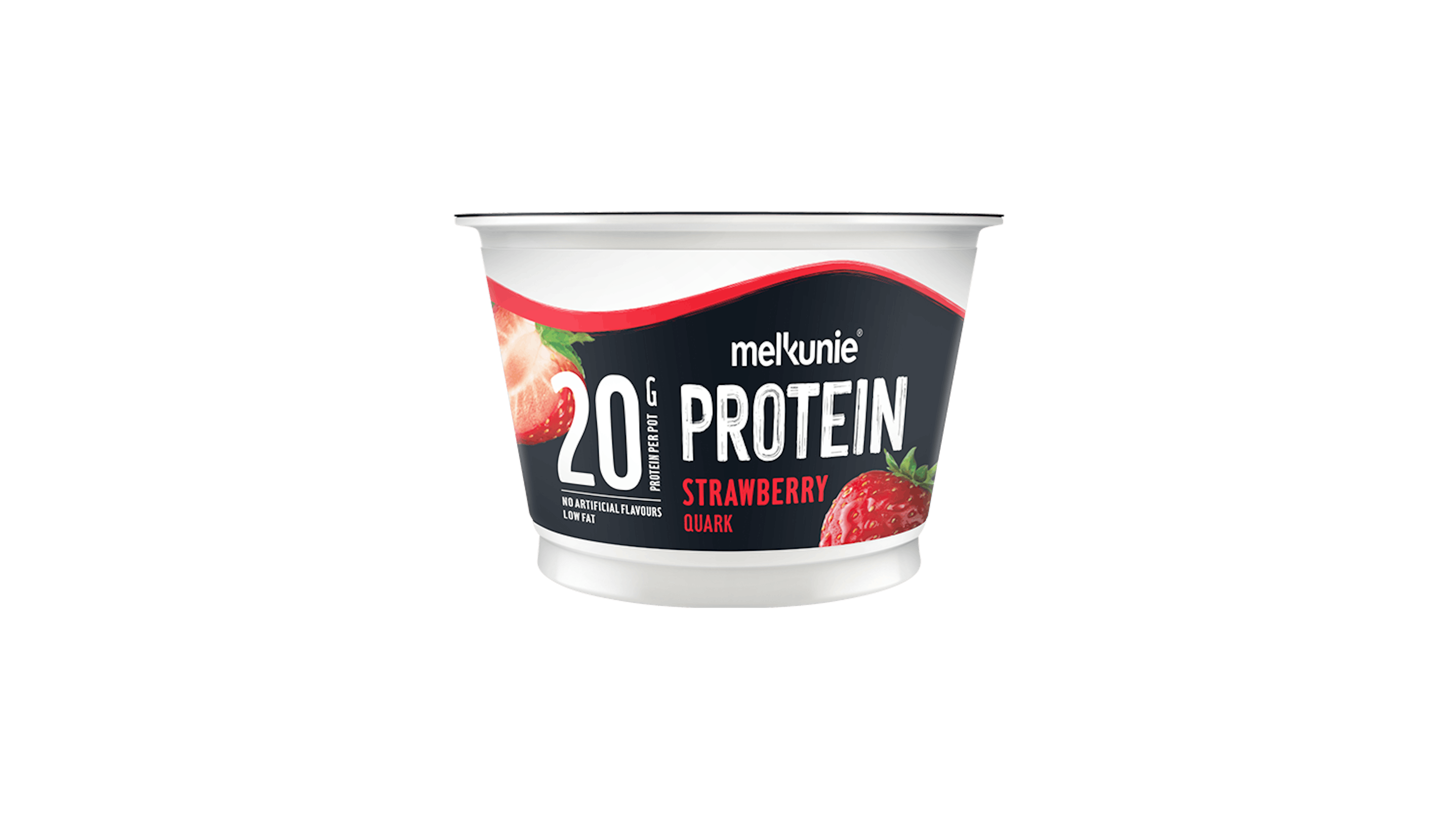 Melkunie PROTEIN aardbei kwark verpakking.