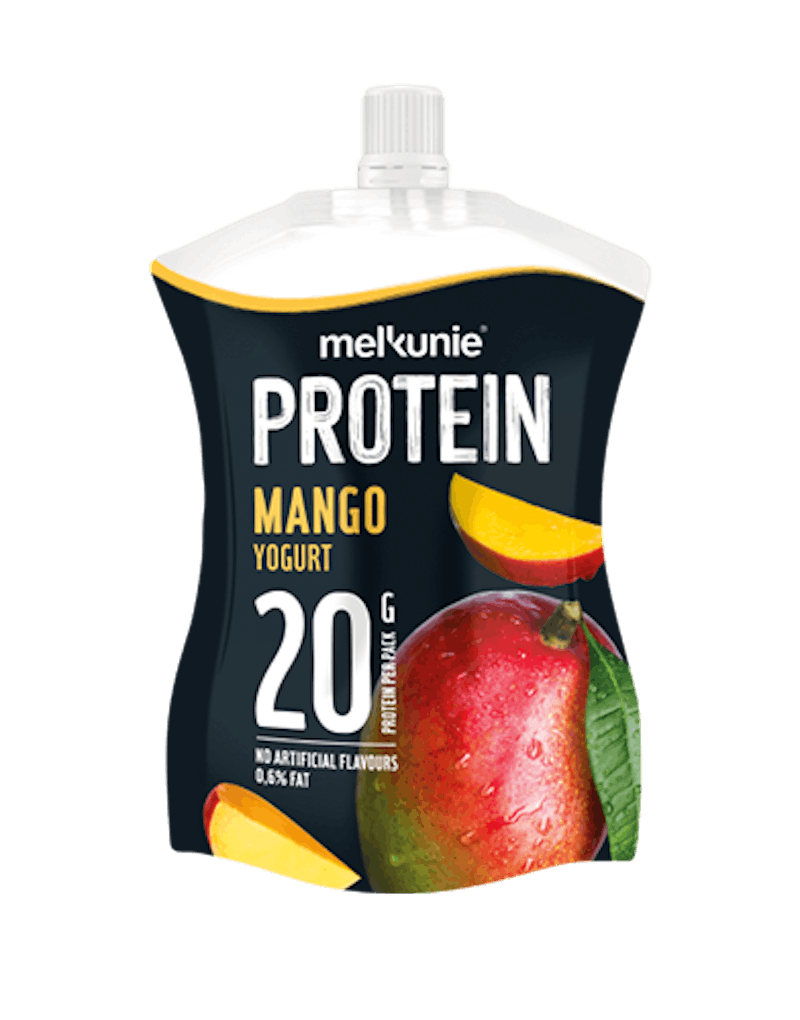 Melkunie PROTEIN mango yoghurt verpakking.