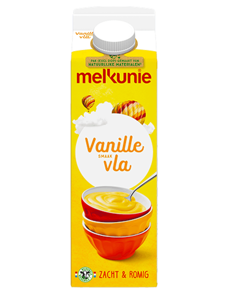 Melkunie Vanille vla verpakking.