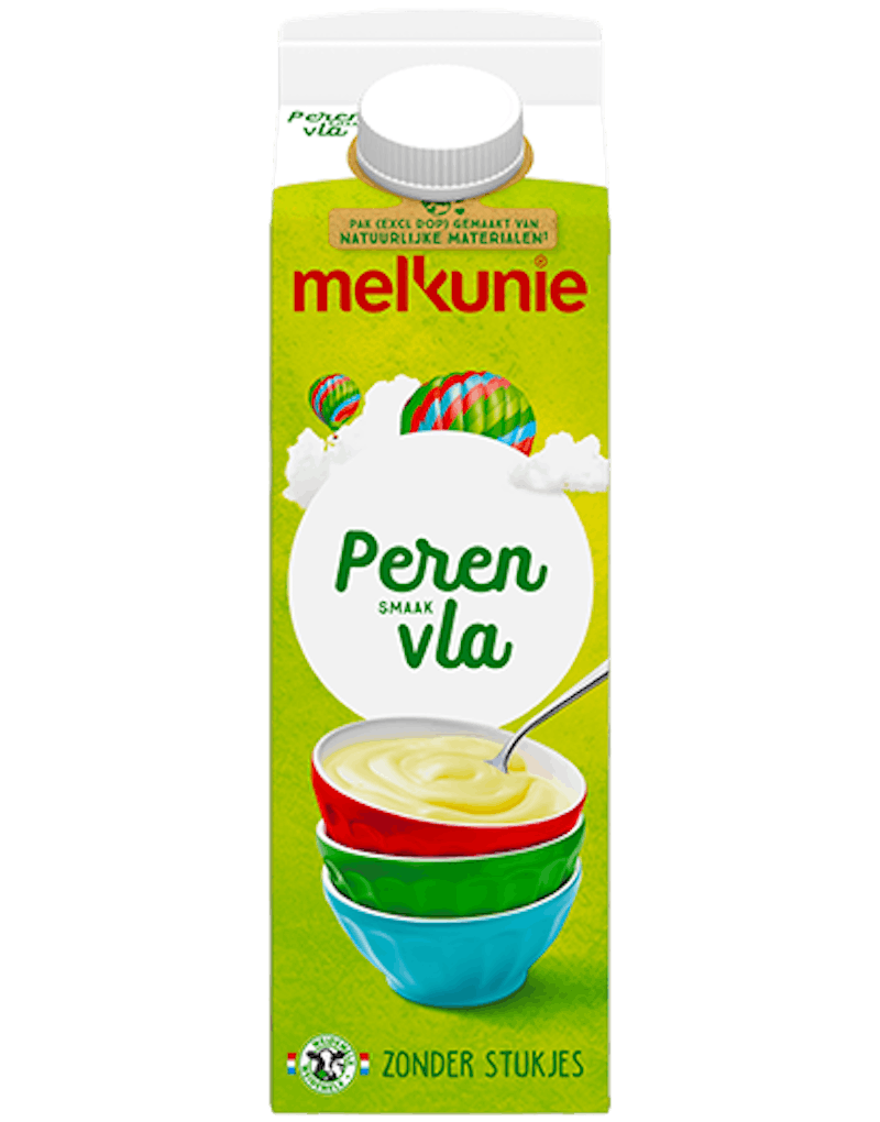 Melkunie Peren vla verpakking.