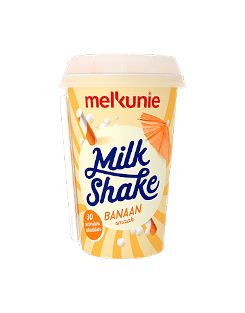 Melkunie milkshake banaan verpakking.