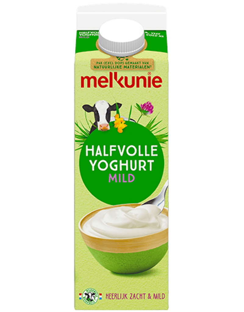 Melkunie halfvolle yoghurt verpakking.