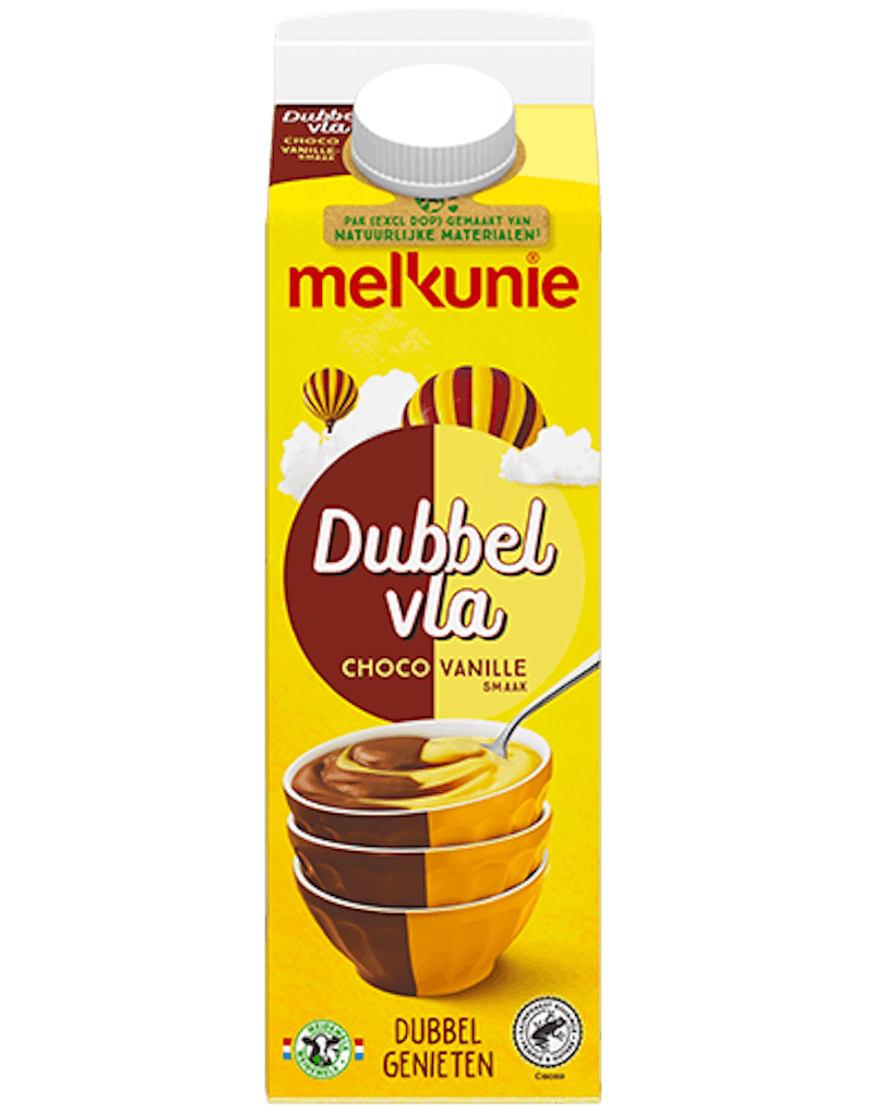 Melkunie Dubbelvla choco vanille verpakking.