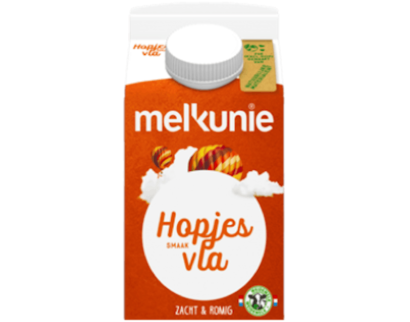 Melkunie hopjes vla verpakking.