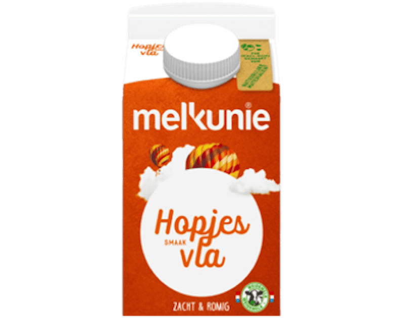 Melkunie hopjes vla verpakking.