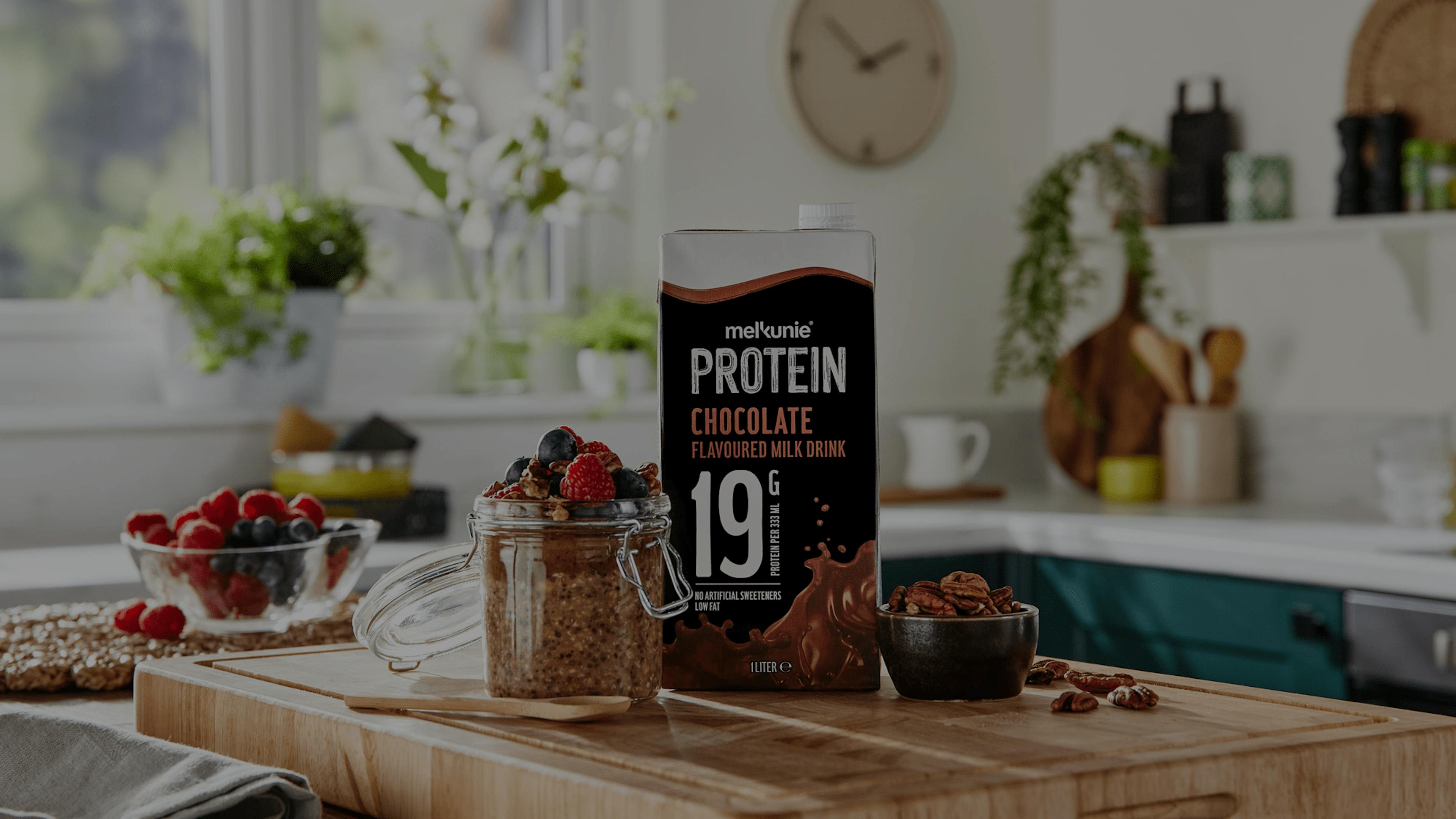 Sticky toffee overnight oats Melkunie PROTEIN