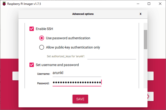 Enable Ssh During Raspberry Pi Os Image Writing Process