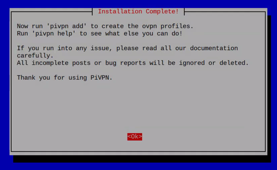 Openvpn Installation Complete