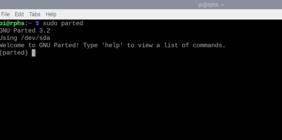Sudo Parted