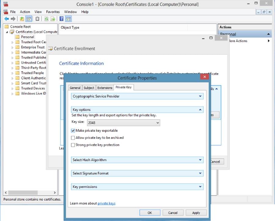 Set Private Key Settings