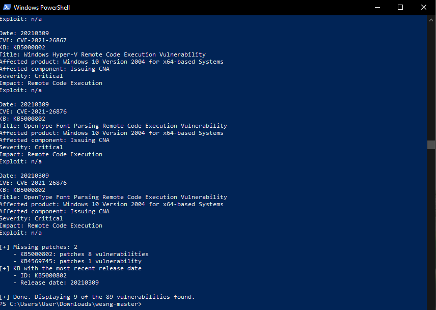 Wes Ng Filter To Print Only Critical Vulnerabilities