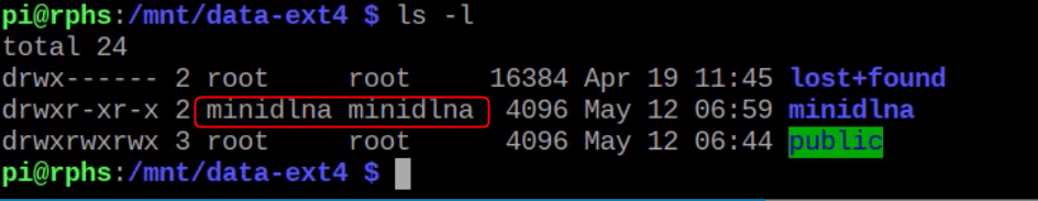 The Ownership Of Minidlna Directory After Chown Command