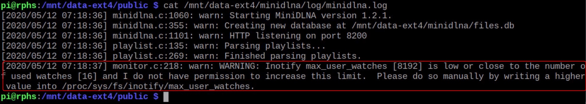 Increase The Limit Of Files And Directories In Minidlna