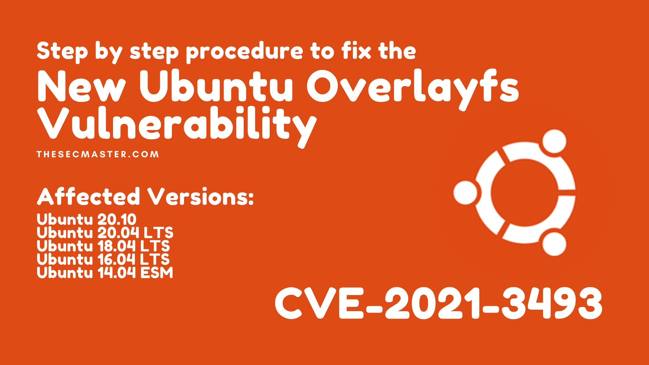 Fix The New Ubuntu Overlayfs Vulnerability Cve 2021 3493