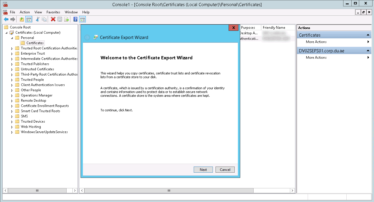 Certificate Export Wizard