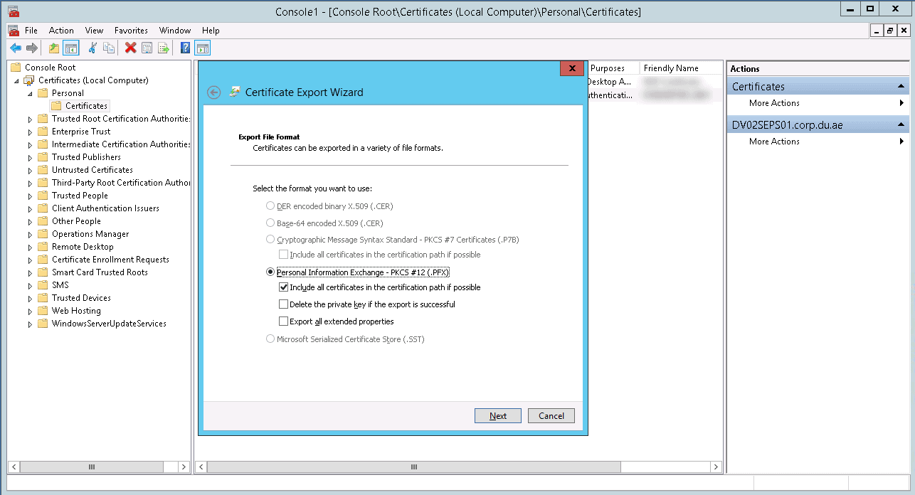 Export Pfx Certificate