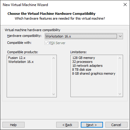 Choose Vm Hardware Compatibility